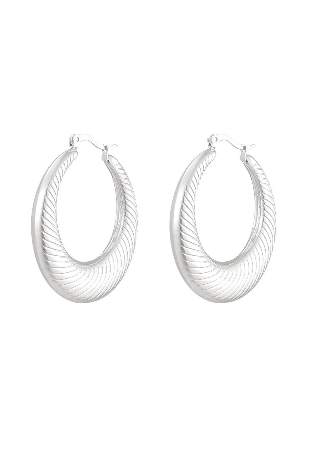 Boucles D'oreilles Rondes Rayées - Doré 