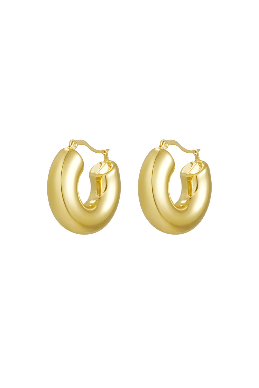 Boucles D'oreilles Rondes Épaisses - Dorées 