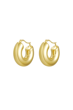Boucles D'oreilles Rondes Épaisses - Dorées h5 