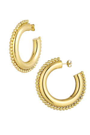 Boucles D'oreilles Rondes À Pois - Doré h5 