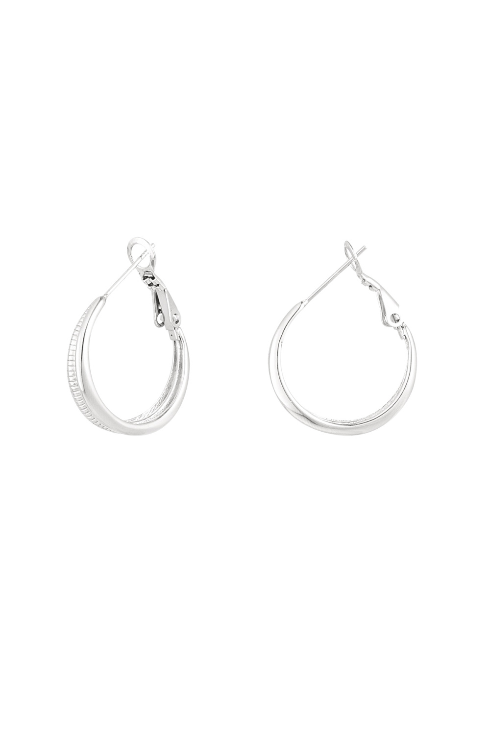 Boucle D'oreille Double Avec Relief - Doré