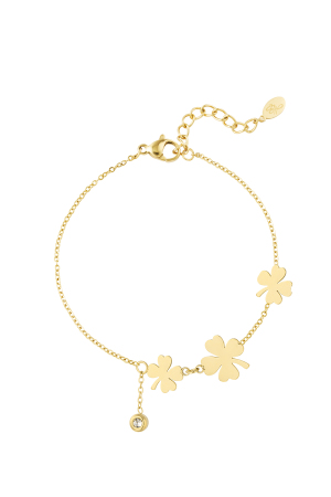 Bracelet Trois Trèfles Et Pierre - Doré h5 