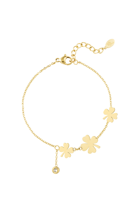 Bracelet trois trèfles et pierre - doré