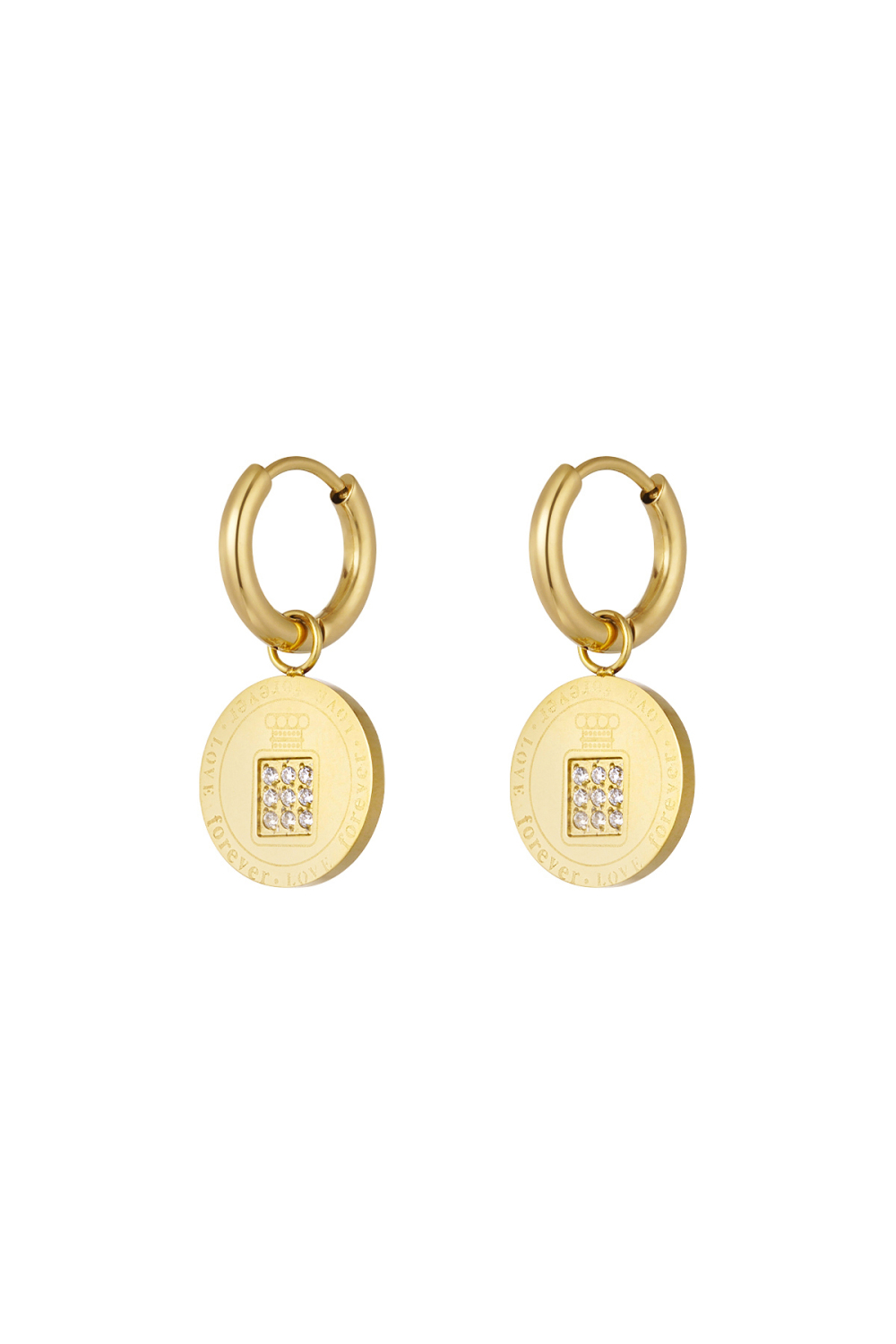 Boucles D'oreilles Pierres Pièces Rondes 