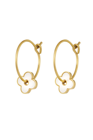 Boucles D'oreilles Minimalistes Avec Fleur - Doré h5 