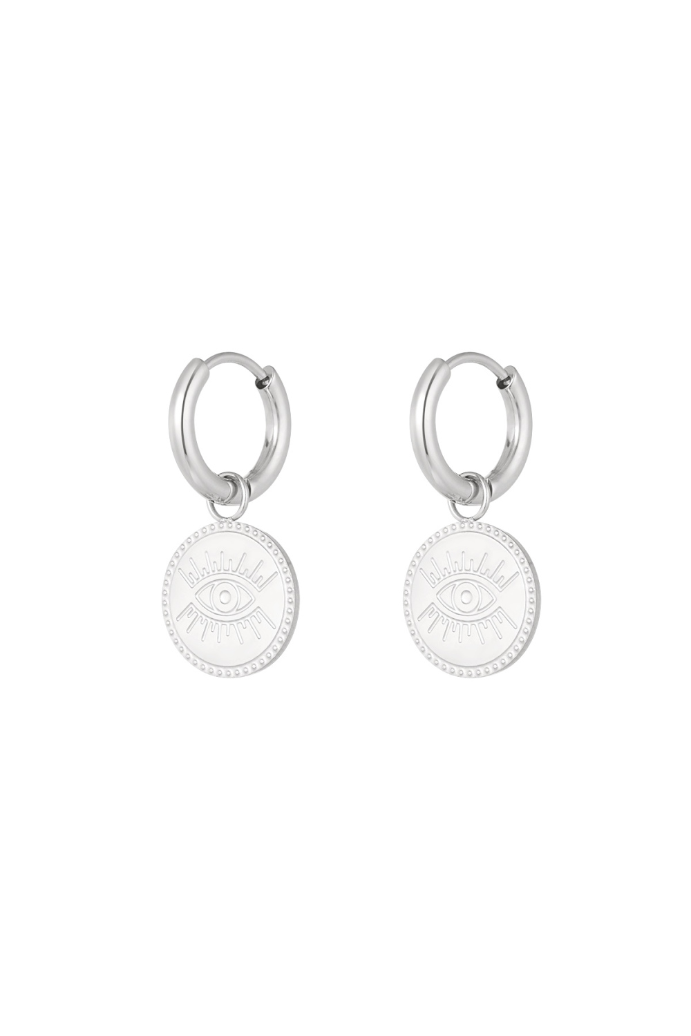 Boucles D'oreilles Rondes Minimalistes Avec Oeil 