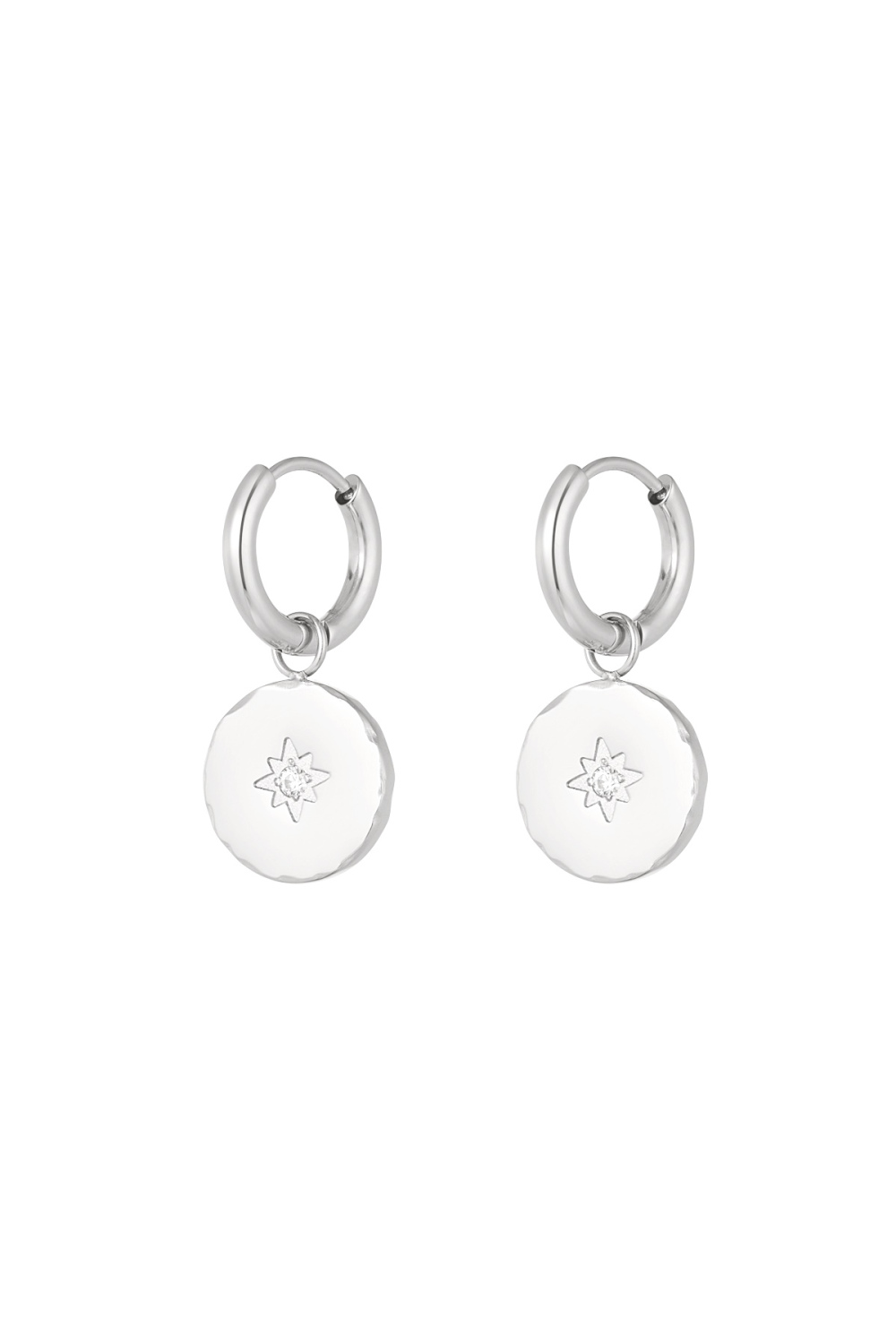 Boucles D'oreilles Rondes Minimalistes Avec Étoile 