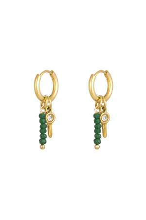 Boucles D'oreilles Perles Avec Breloque - Doré/Vert h5 