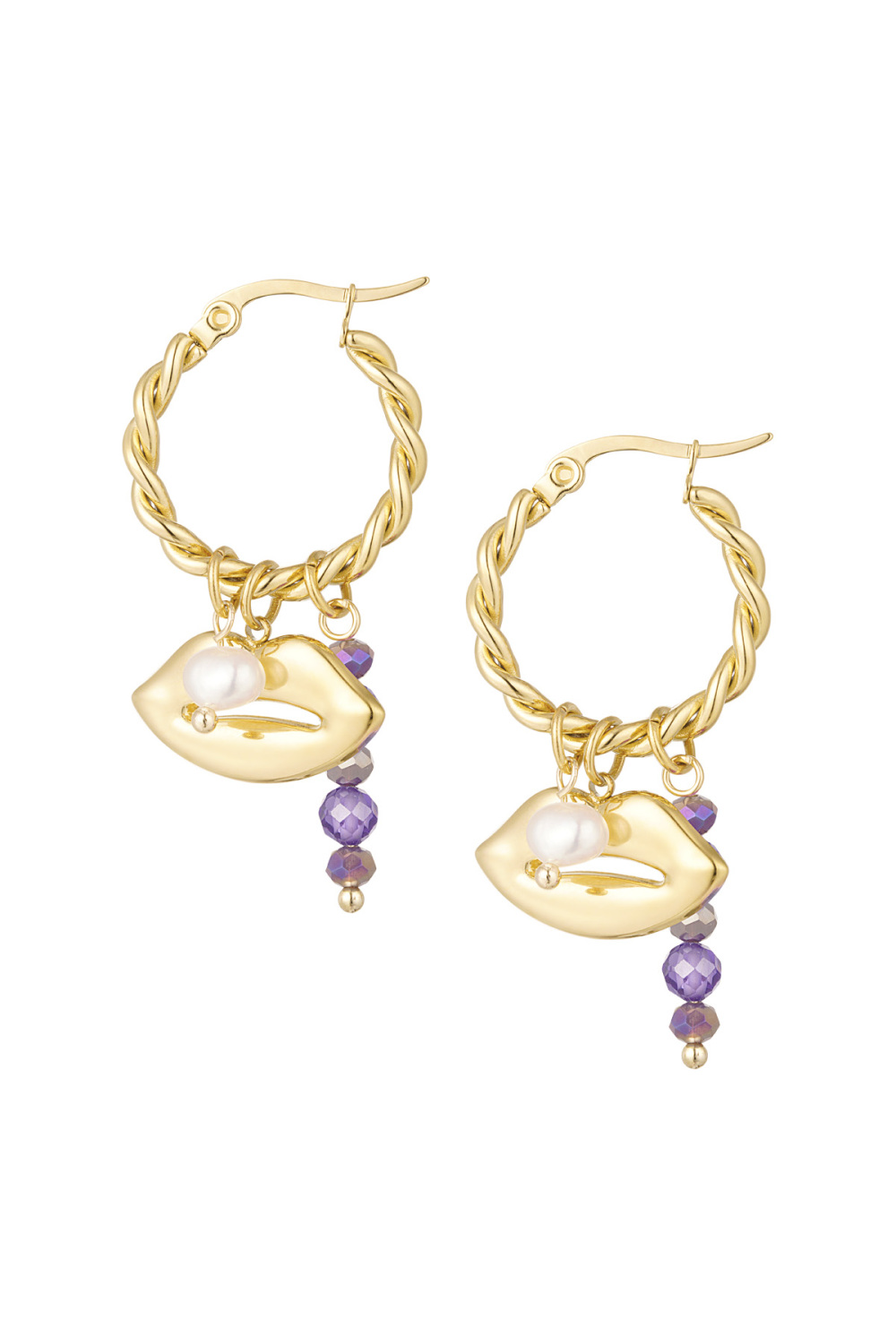 Boucles D'oreilles Détail Lèvres Pierre Naturelle 