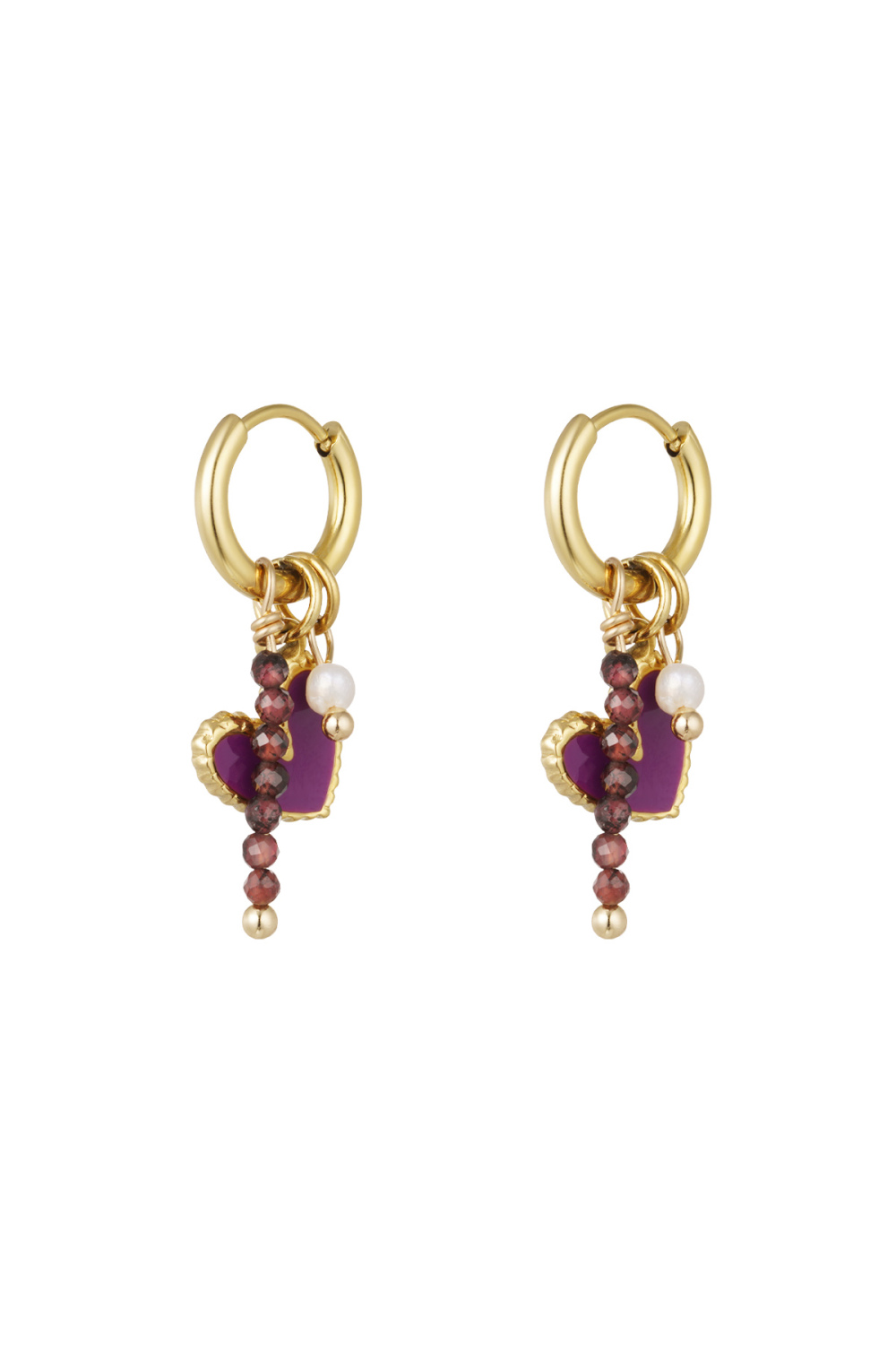 Boucles D'oreilles Avec Coeurs Et Perles