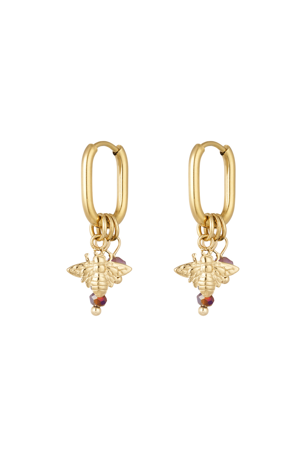 Boucles D'couleur Oreilles Avec Déccouleur Oration - Rouge/Couleur Or 