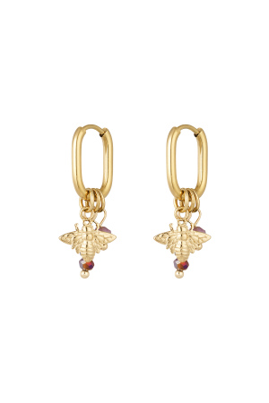 Boucles D'couleur Oreilles Avec Déccouleur Oration - Rouge/Couleur Or h5 