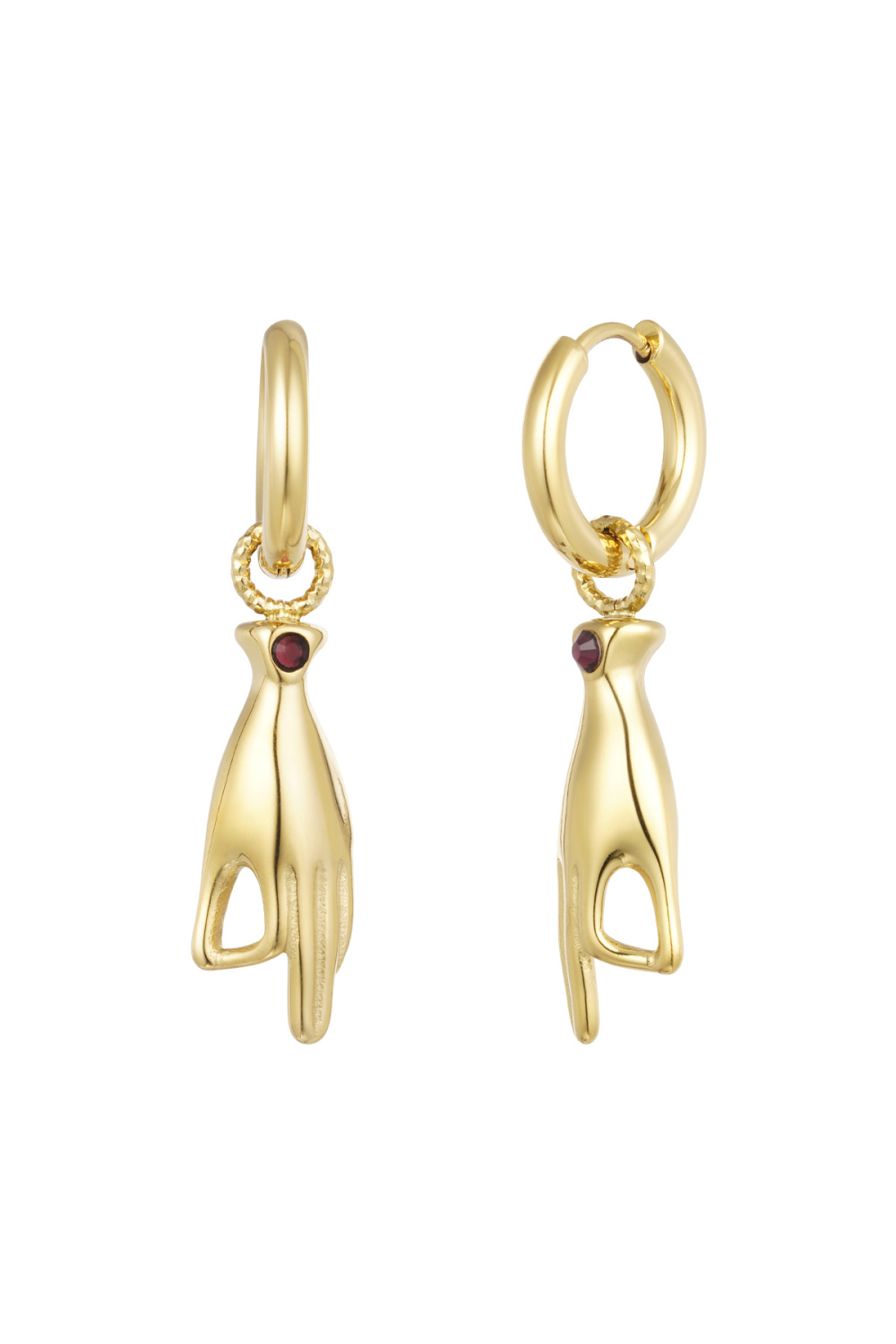 Boucles D'couleur Oreilles Symbole Main - Couleur Or/Violet 