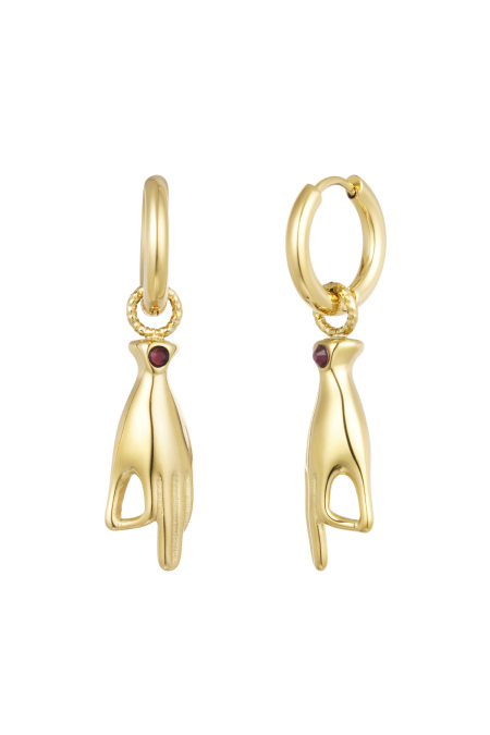 Boucles d'Couleur oreilles symbole main - Couleur or/violet