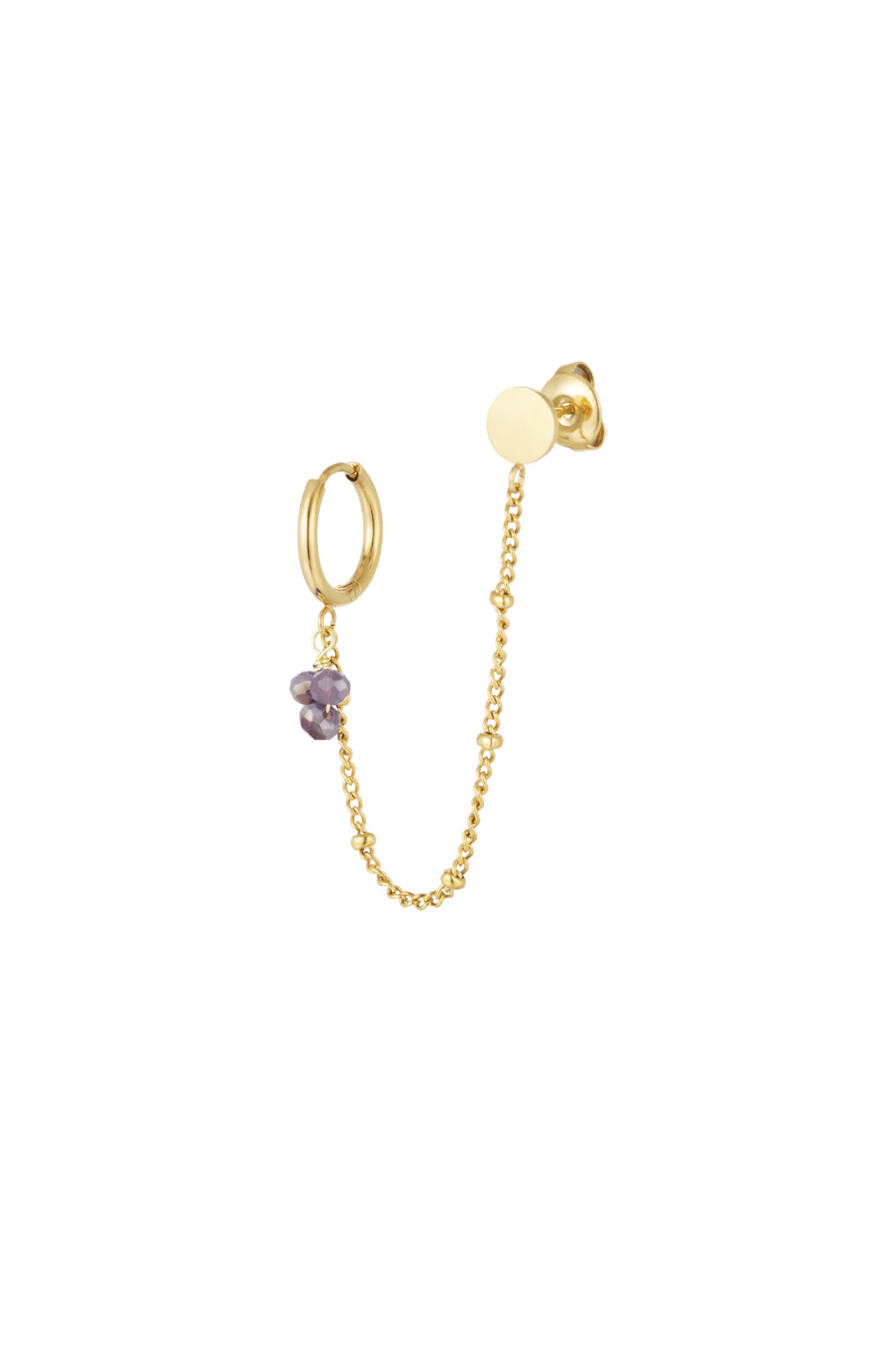 Boucle D'oreille Clous Perles Vertes - Doré/Vert 