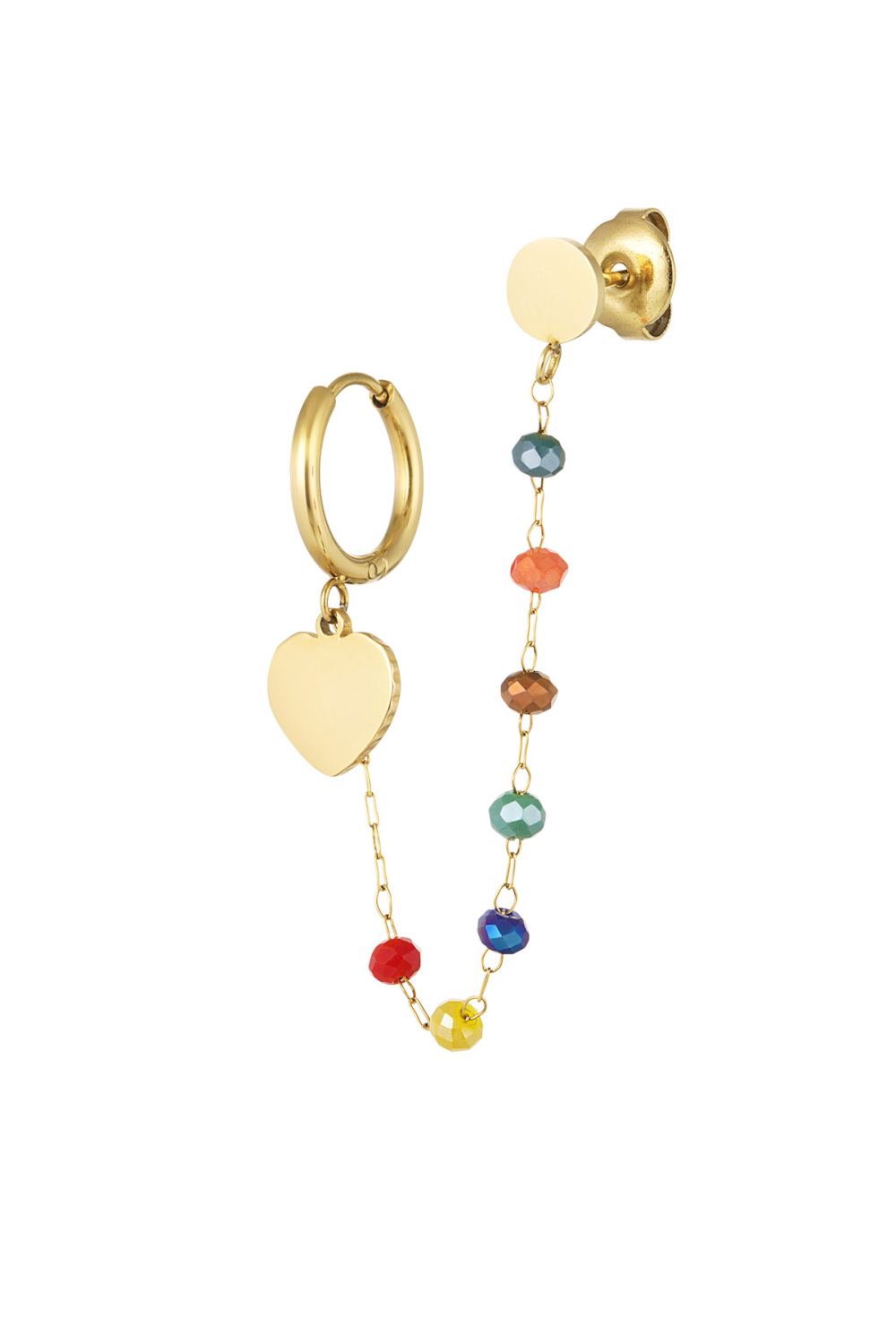 Boucle D'oreille Avec Clou Coloré - Doré/Multi 