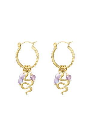 Boucles D'oreilles Serpent Avec Perles - Doré/Violet h5 