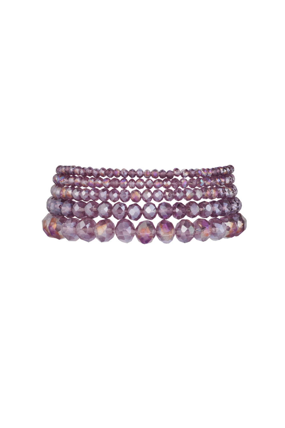 Lot De 5 Bracelets En Cristal Violet - Violet Raisin