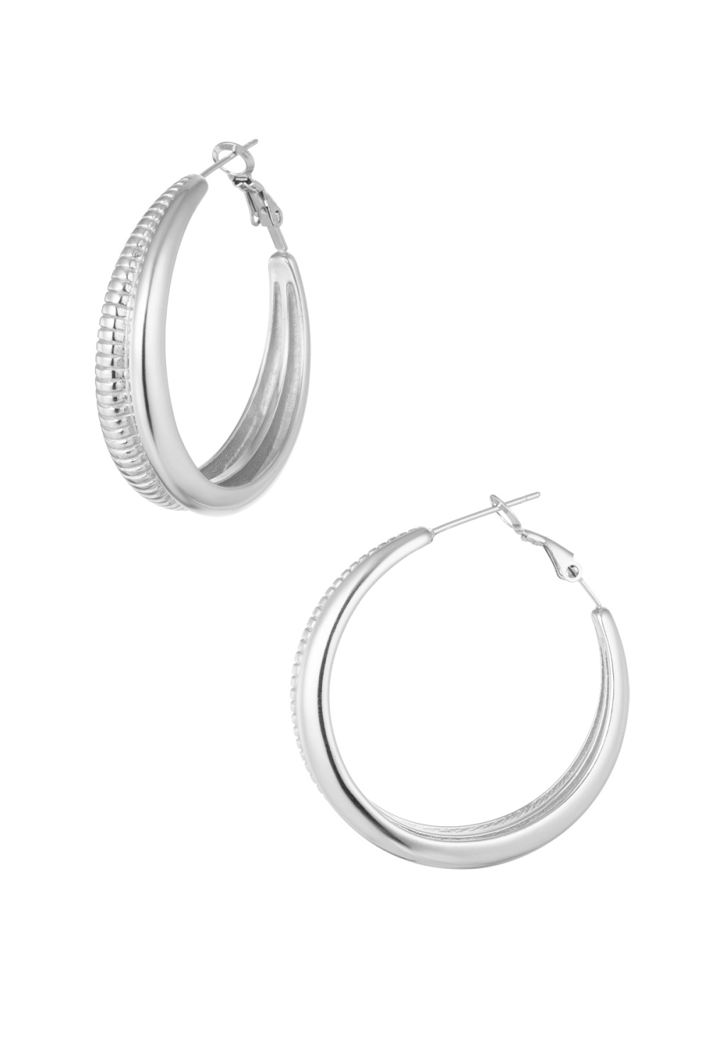 Boucles D'oreilles Moitié Uni/Moitié Imprimé