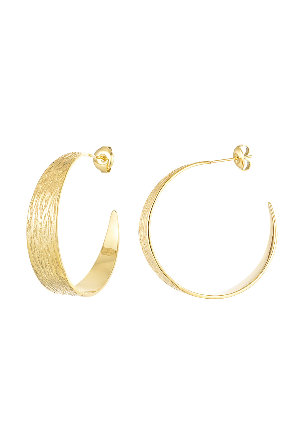 Boucles D'oreilles Demi Rondes Avec Imprimé - Doré 