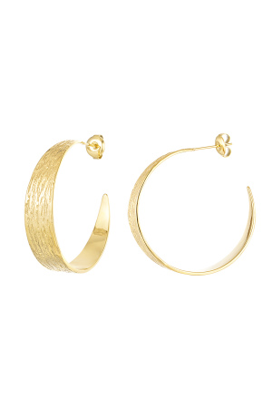Boucles D'oreilles Demi Rondes Avec Imprimé - Doré h5 