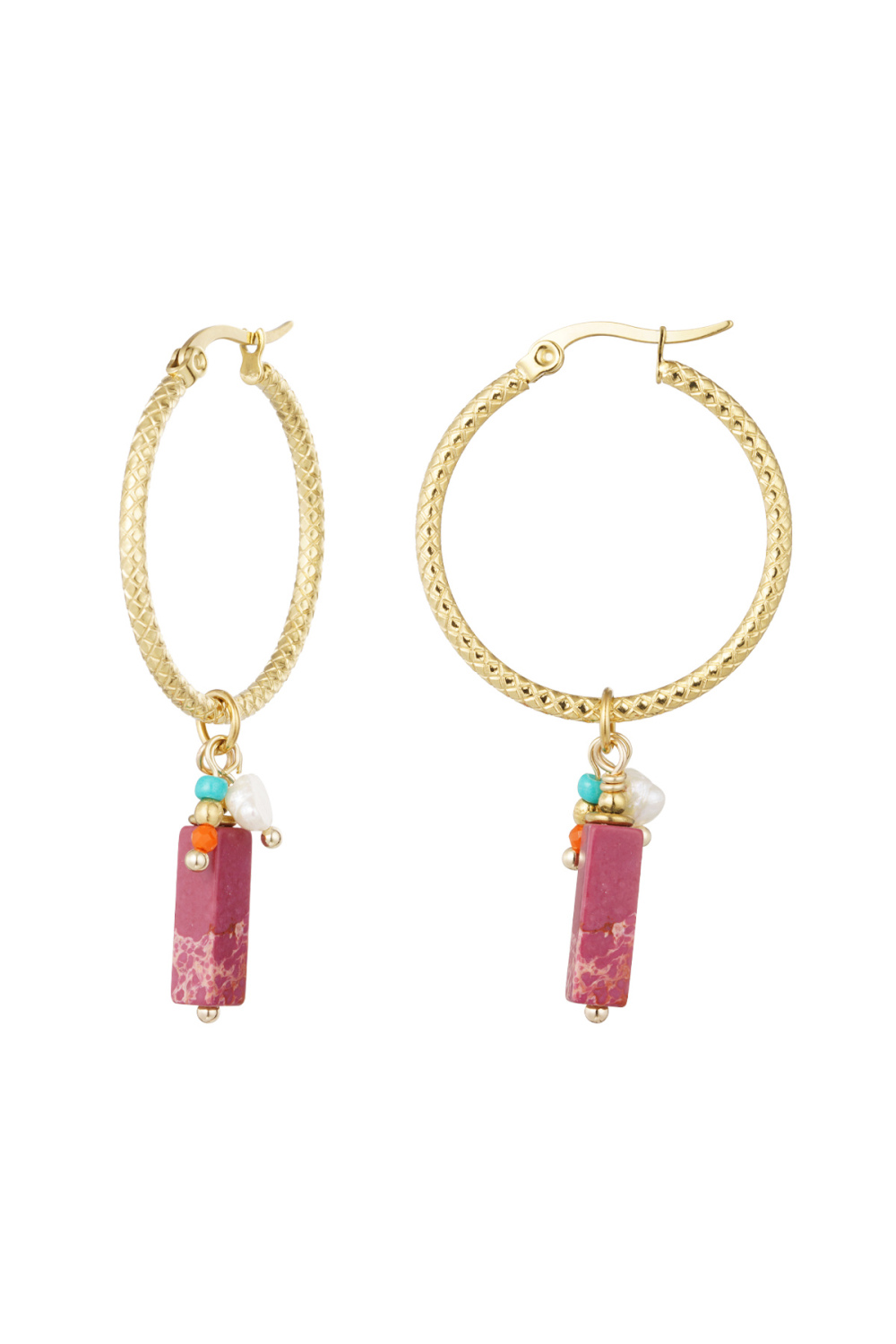 Boucles D'oreilles Charm Party - Doré/Rose