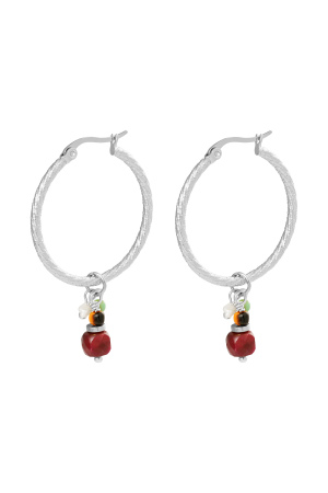 Boucles D'oreilles Charm Party - Argent/Rouge h5