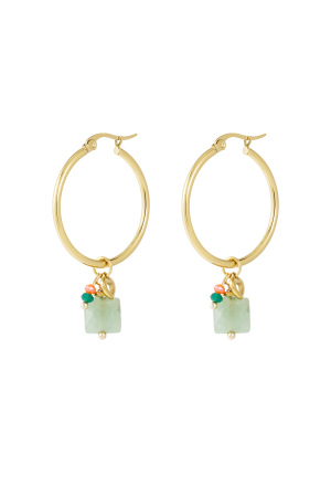Lot De Perles De Boucles D'oreilles - Doré/Vert h5 
