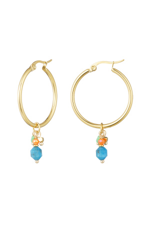 Boucles D'oreilles Charm Party - Doré/Bleu h5 