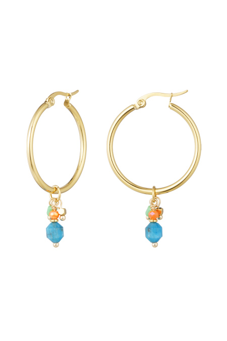 Boucles d'oreilles charm party - doré/bleu