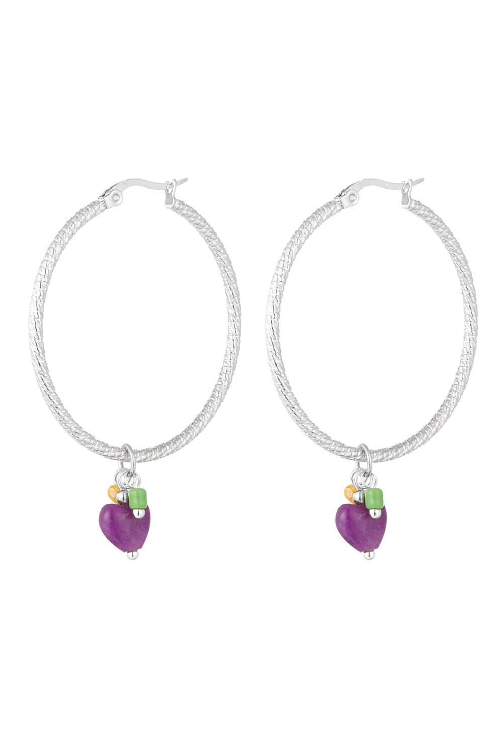 Boucles D'oreilles Pierre Naturelle Coeur Violet 