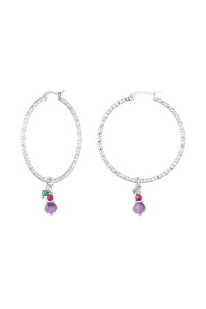 Boucles D'oreilles Pierres Colorées - Doré/Violet h5 