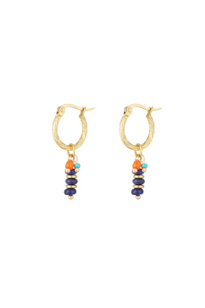 Boucles D'oreilles Perles Fête Bleu - Doré/Bleu h5