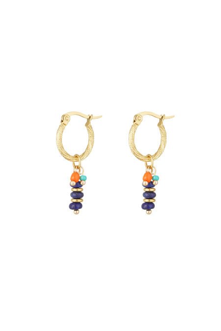Boucles d'oreilles perles fête bleu - doré/bleu