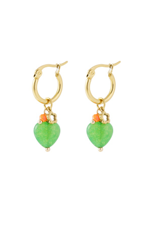 Boucles D'oreilles Avec Coeur Et Fleur - Doré h5