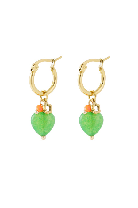 Boucles d'oreilles avec coeur et fleur - doré