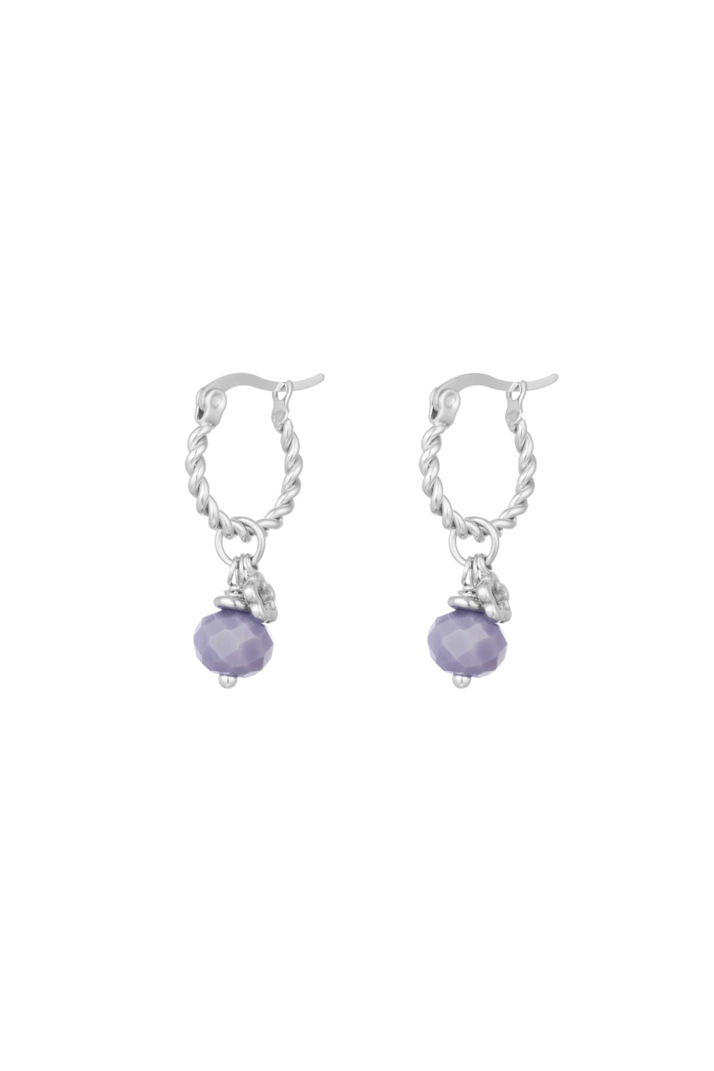 Boucles D'oreilles Pierre Violette Torsadée - Argent/Violet