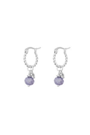 Boucles D'oreilles Pierre Violette Torsadée - Argent/Violet h5