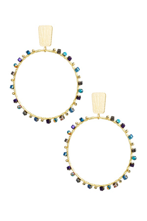 Boucles D'oreilles Rondes Avec Perles - Doré/Bleu h5 