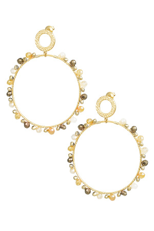 Boucles D'oreilles Avec Perles - Doré/Beige h5 