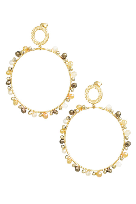 Boucles d'oreilles avec perles - doré/beige