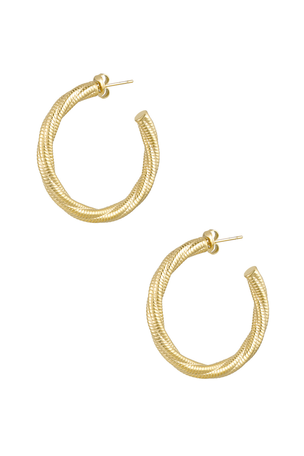 Boucles D'oreilles Relief Torsadé - Doré 