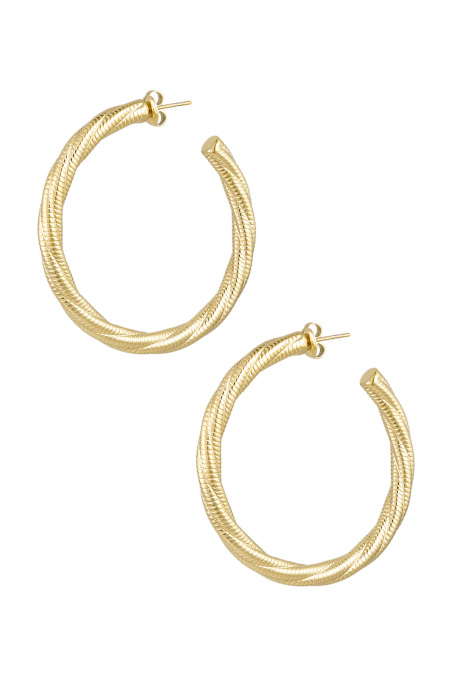 Boucles d'oreilles torsadées relief grand - doré