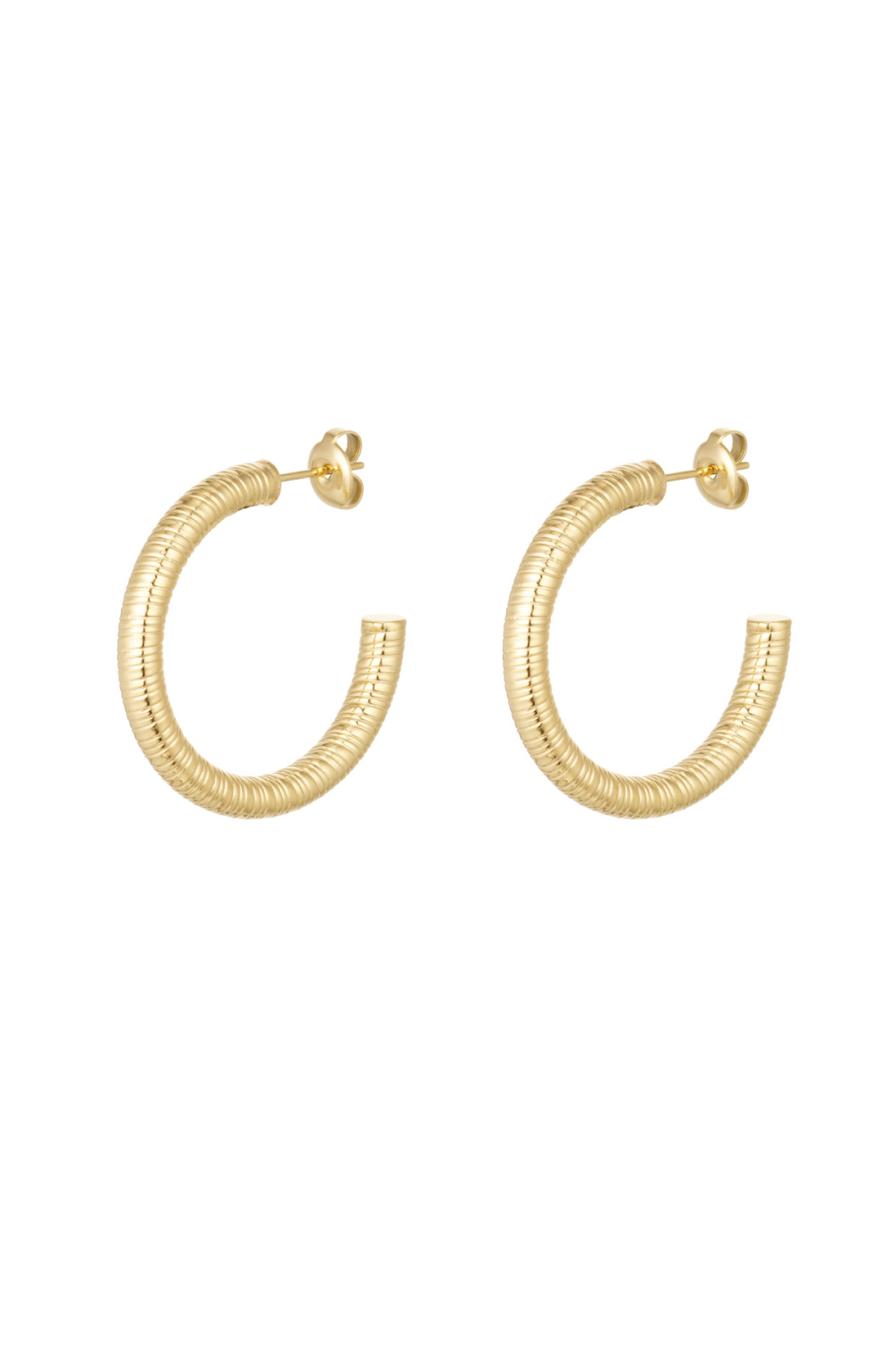 Boucles D'oreilles Imprimé Rayé - Doré