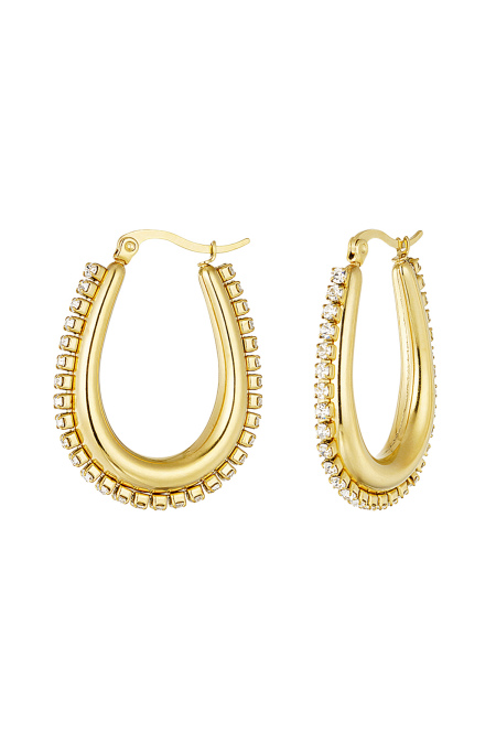Boucles d'oreilles forme goutte avec pierres - doré