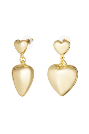 Boucles D'oreilles Double Coeur - Doré h5 