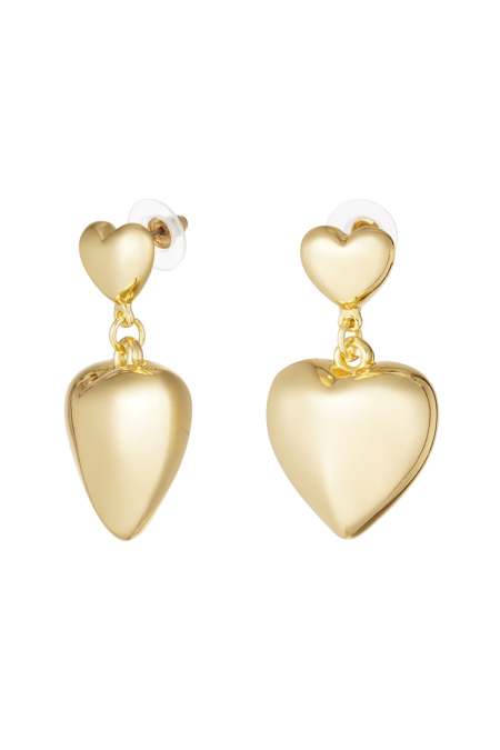 Boucles d'oreilles double coeur - doré
