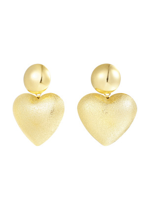Boucles D'oreilles Coeur Avec Point - Doré h5 