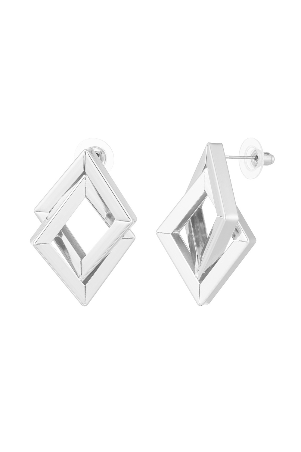 Boucles D'oreilles Double Diamant