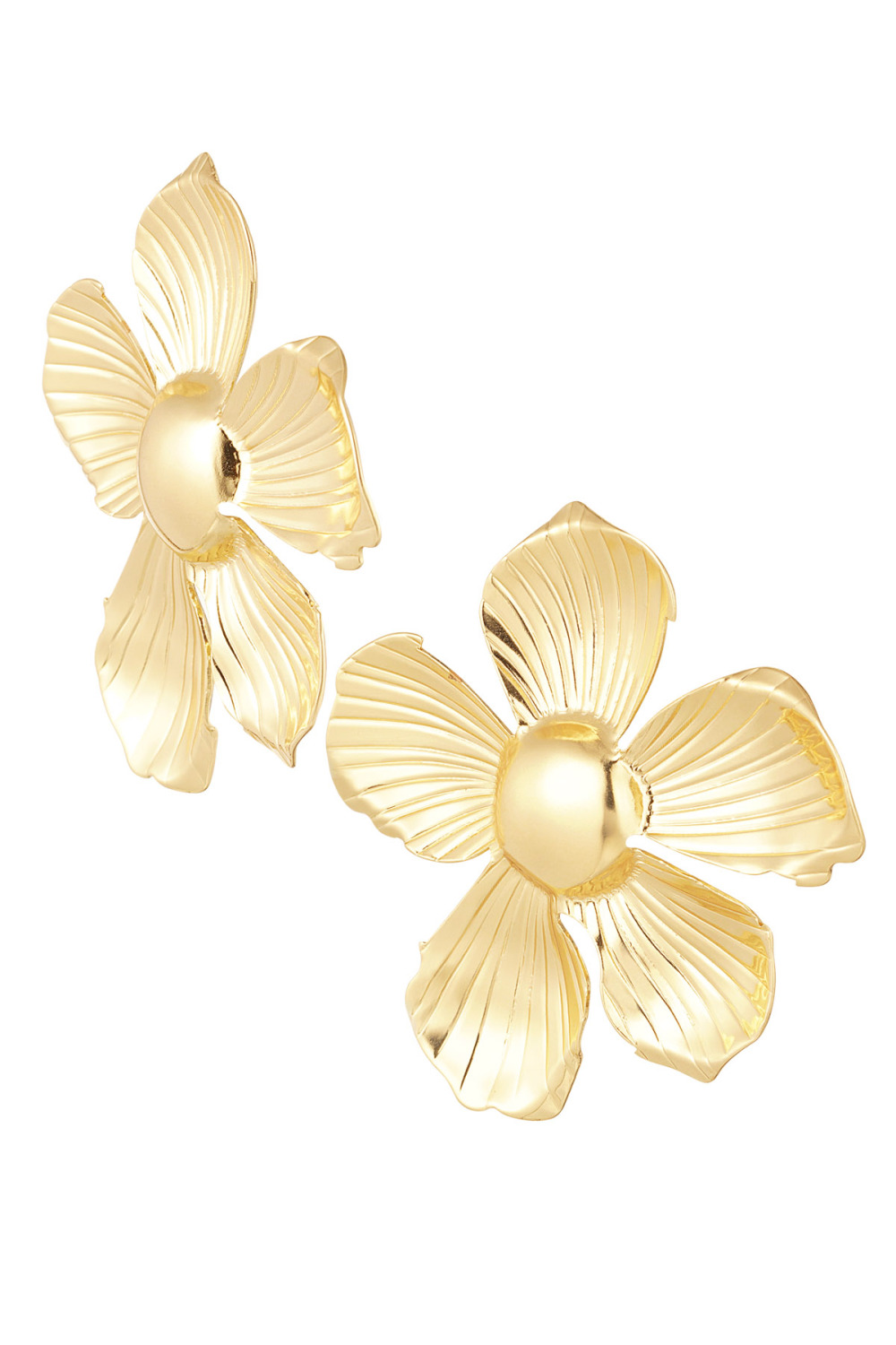 Boucles D'oreilles Grande Fleur - Doré 